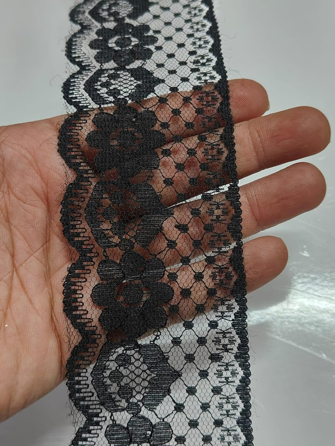 Black Polyester & Metallic Thread Premium & Elegant Lace (9 Mtrs) - Image 3