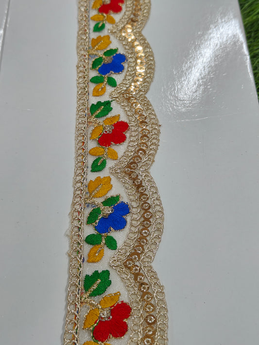 Golden and Flower Lace for Saree