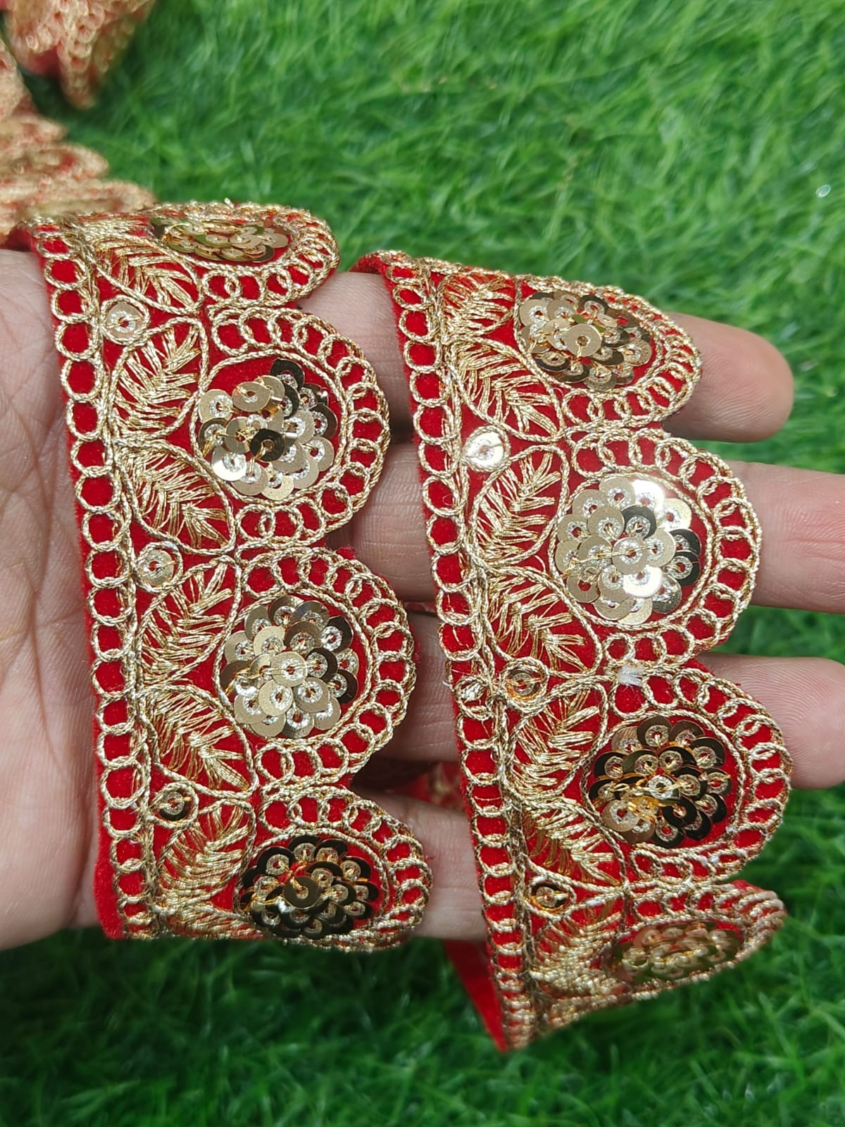 A New Red Embroidery Lace For Saree,Dupatta,Dress,Kurti,Lehenga,Home Decore,Gift Packaging In 1.5 Inch Size And 9 Meter Length. - Image 5