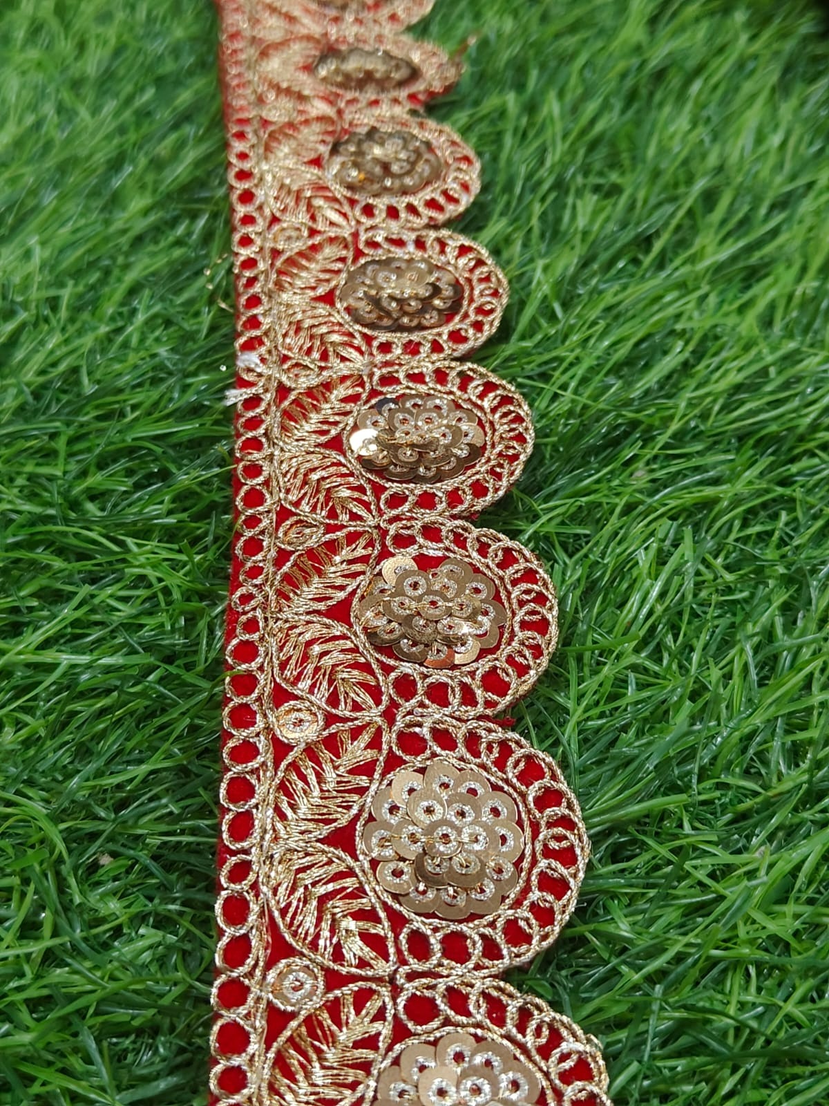 A New Red Embroidery Lace For Saree,Dupatta,Dress,Kurti,Lehenga,Home Decore,Gift Packaging In 1.5 Inch Size And 9 Meter Length. - Image 3