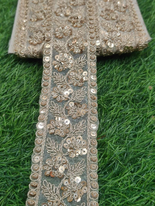 White Polyester & Metallic Thread Premium & Elegant Lace  (9 Mtrs) - Image 1
