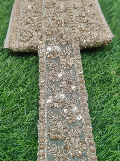 White Polyester & Metallic Thread Premium & Elegant Lace  (9 Mtrs) - Image 3
