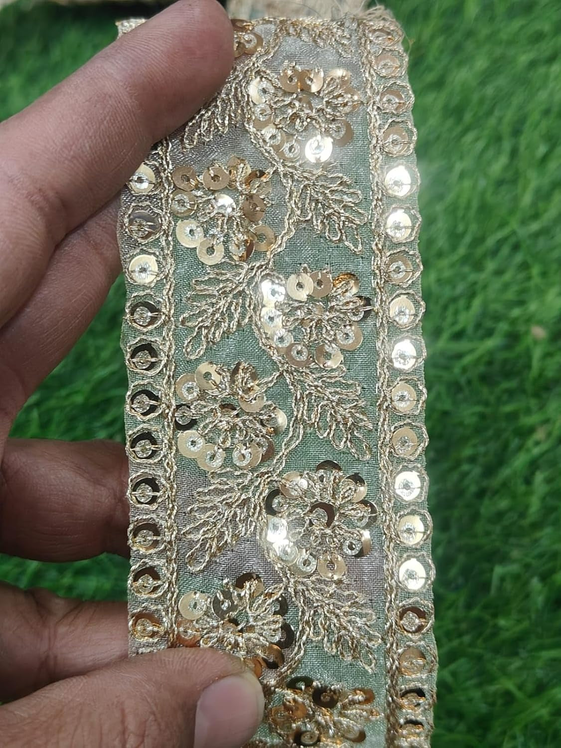 White Polyester & Metallic Thread Premium & Elegant Lace  (9 Mtrs) - Image 5