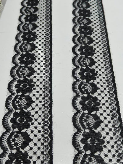 Black Polyester & Metallic Thread Premium & Elegant Lace  (9 Mtrs) - Image 1