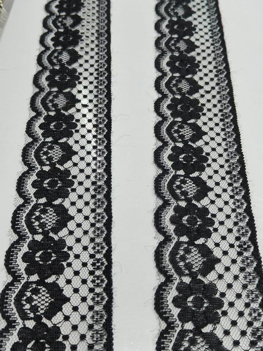 Black Polyester & Metallic Thread Premium & Elegant Lace  (9 Mtrs) - Image 1
