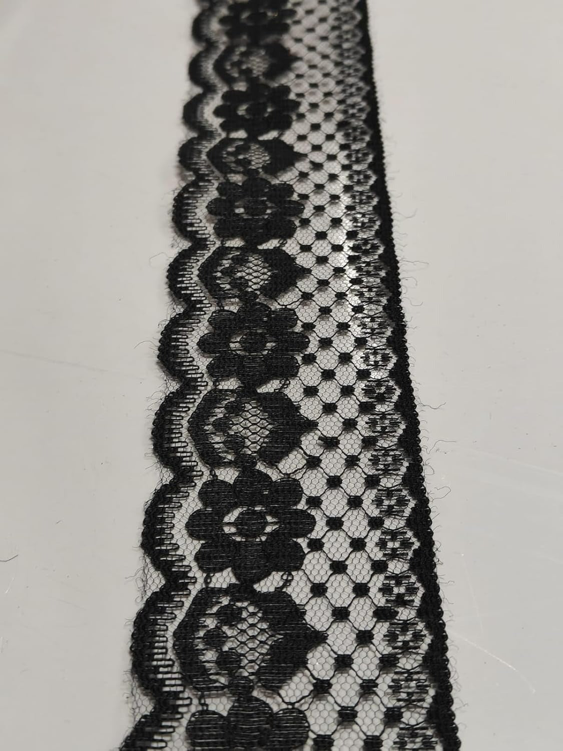 Black Polyester & Metallic Thread Premium & Elegant Lace  (9 Mtrs) - Image 2