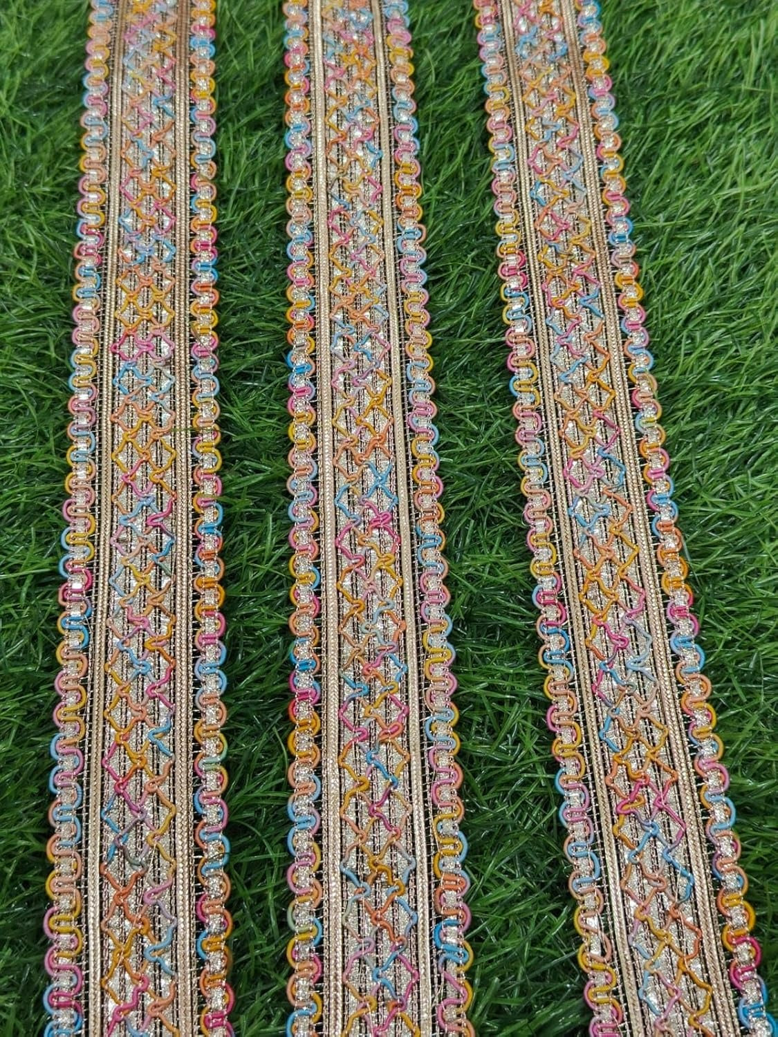 Multicolor Polyester & Metallic Thread Premium & Elegant Lace  (8.5 Mtrs) - Image 5