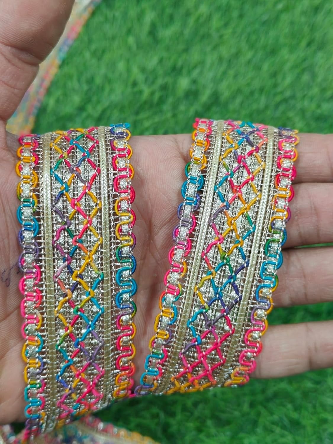 Multicolor Polyester & Metallic Thread Premium & Elegant Lace  (9 Mtrs) - Image 5