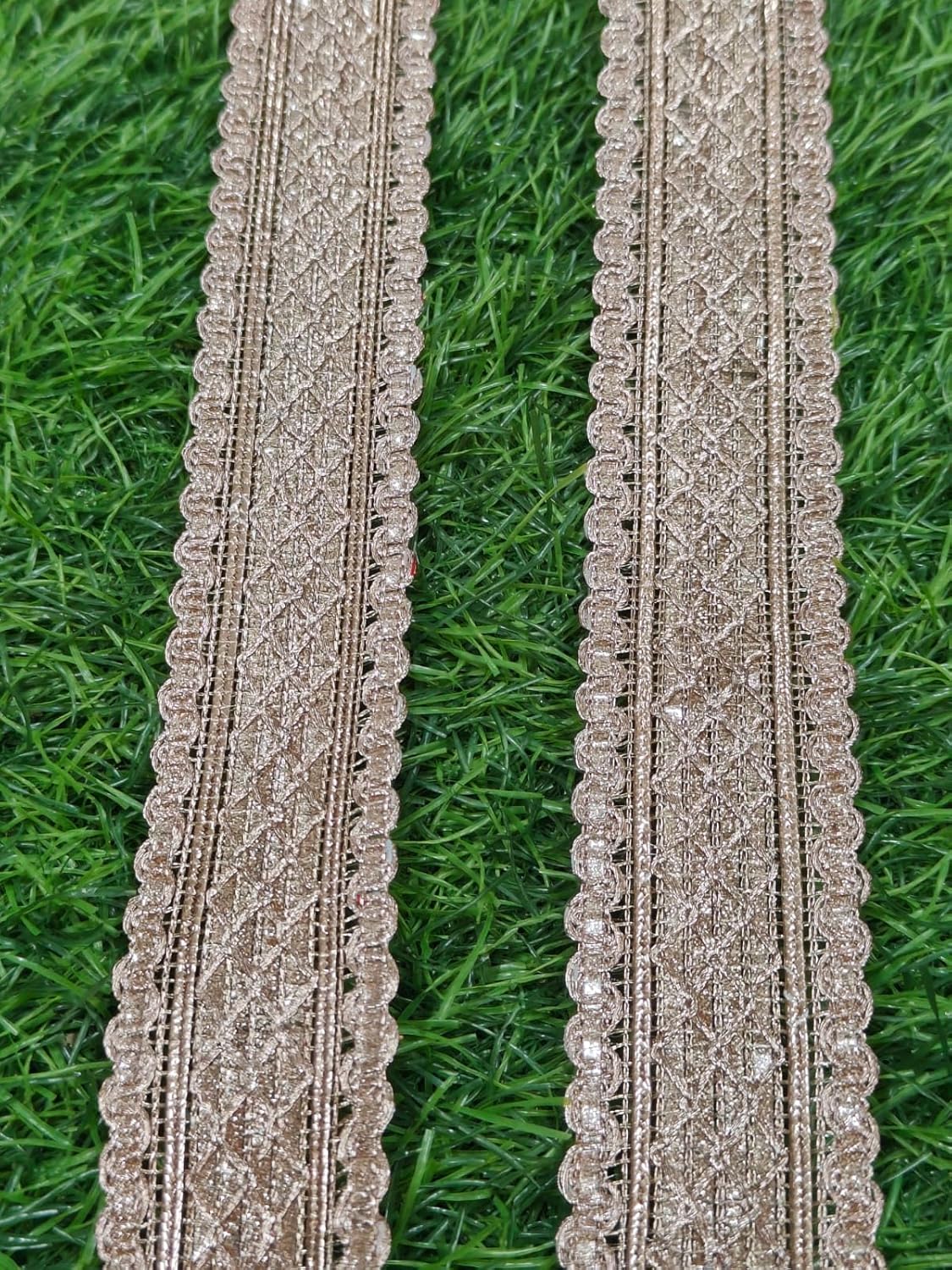 Pink Polyester & Metallic Thread Premium & Elegant Lace  (8.5 Mtrs) - Image 4