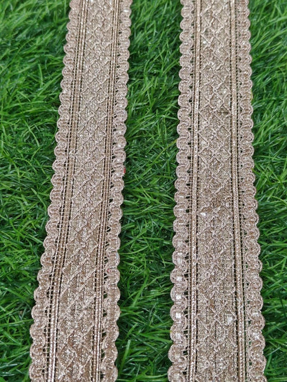 Pink Polyester & Metallic Thread Premium & Elegant Lace  (8.5 Mtrs) - Image 4