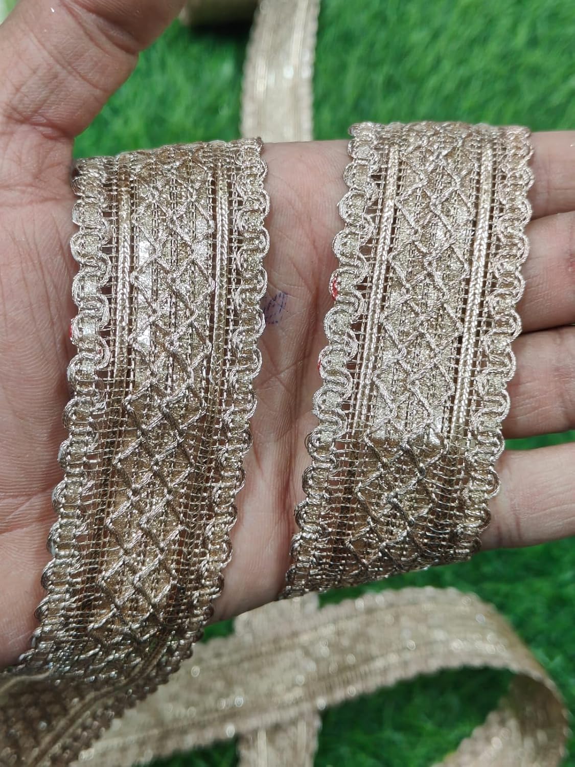 Pink Polyester & Metallic Thread Premium & Elegant Lace  (8.5 Mtrs) - Image 5
