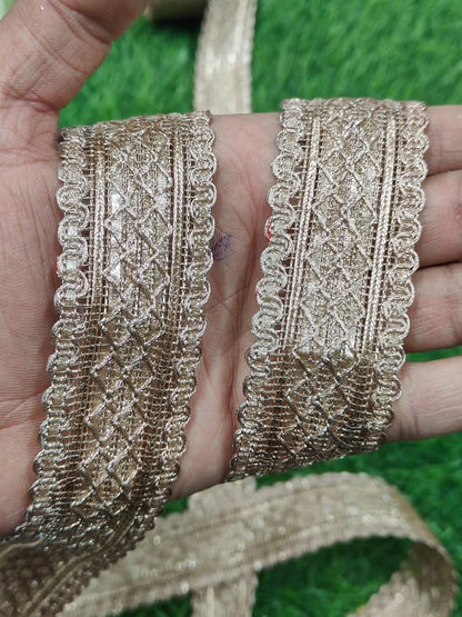 Pink Polyester & Metallic Thread Premium & Elegant Lace  (8.5 Mtrs) - Image 5