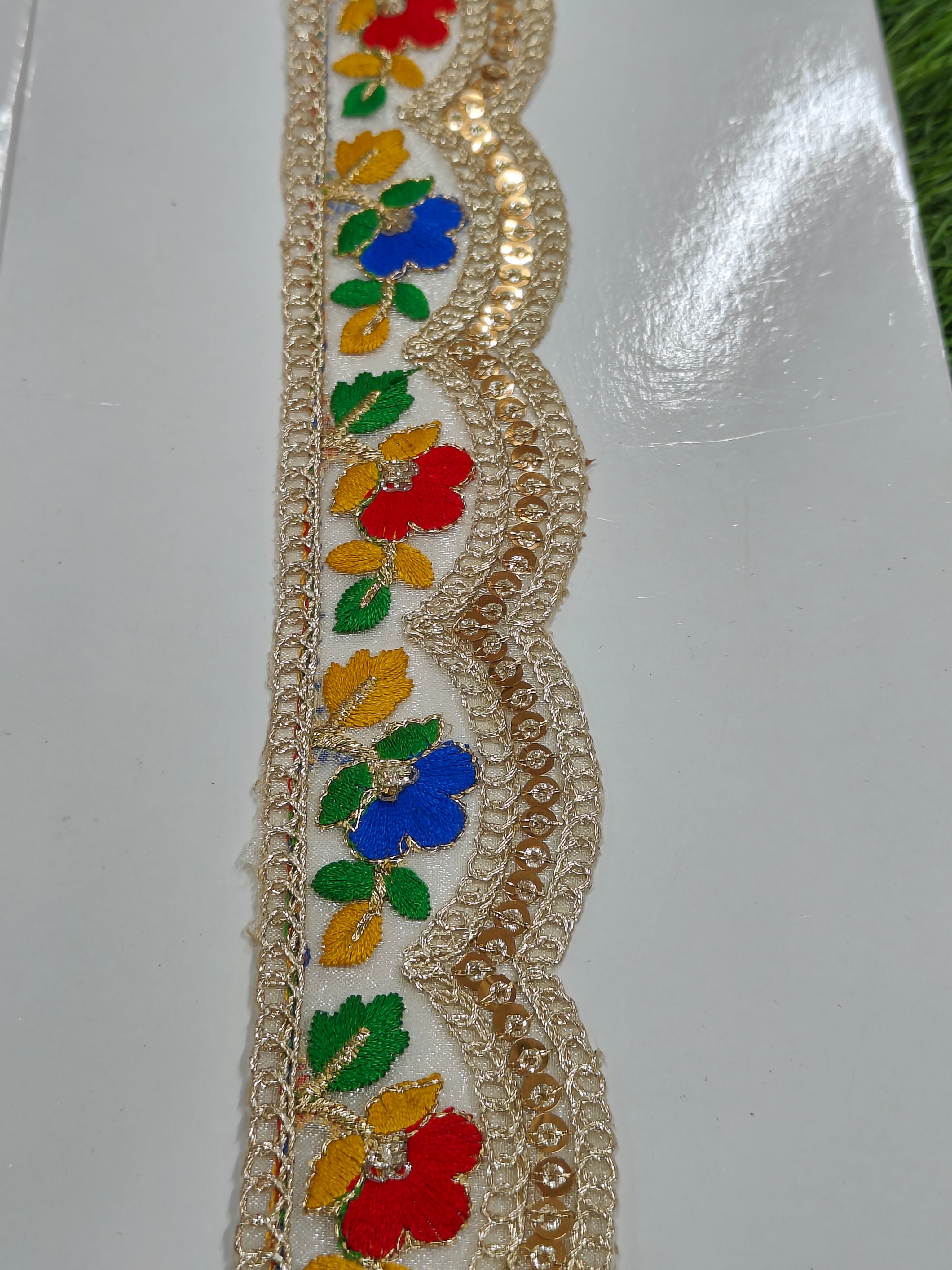 Golden and Flower Lace for Saree