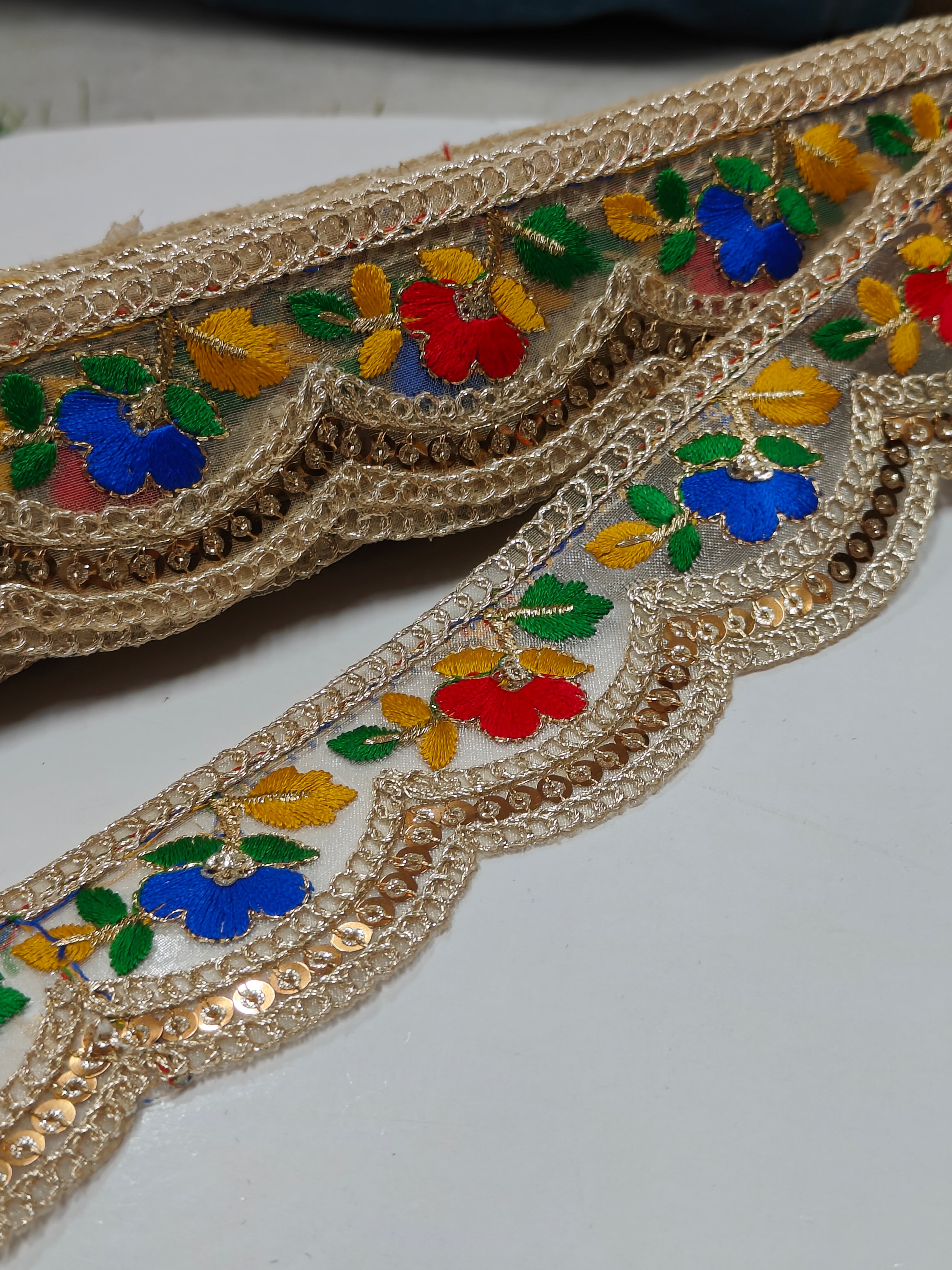 Golden and Flower Lace for Saree