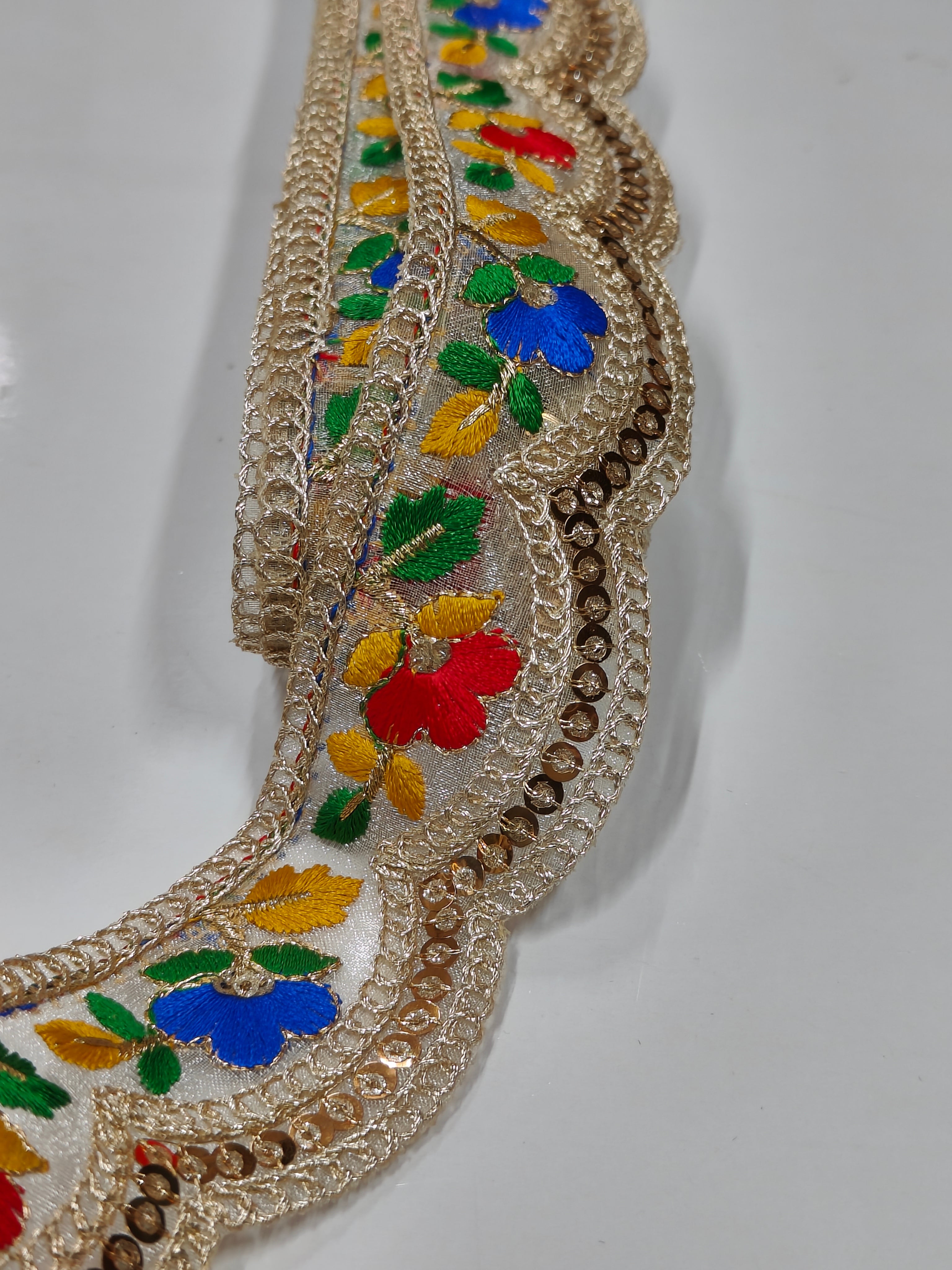 Golden and Flower Lace for Saree