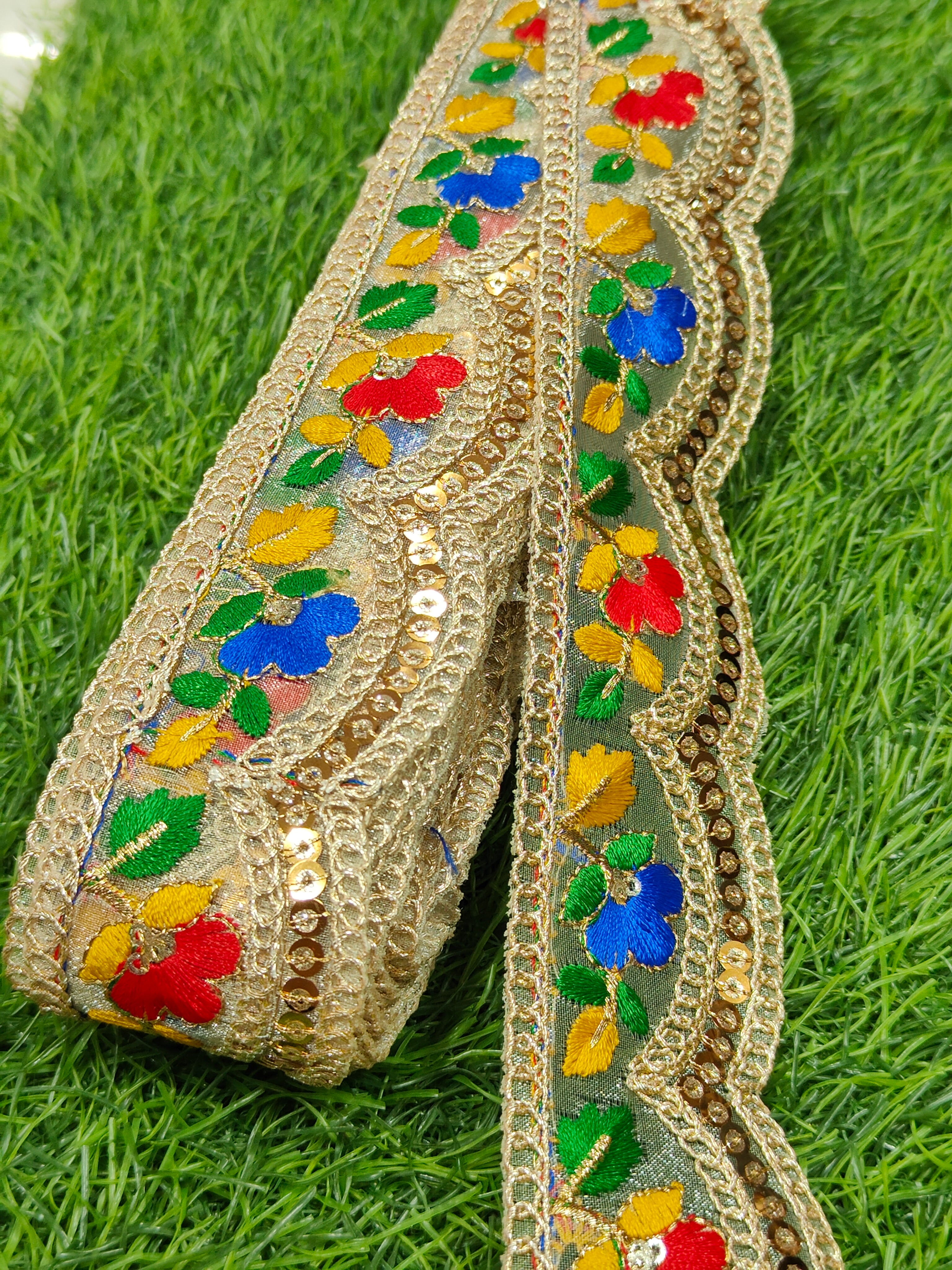 Golden and Flower Lace for Saree