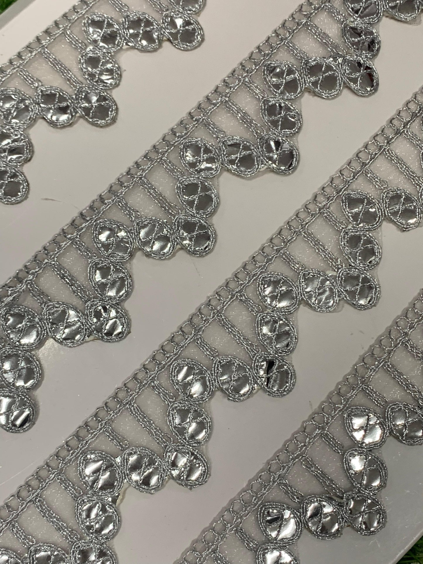A New Embroidery Lace In Silver With Gota Goli In 1.75 Inch Size And 9 Mtrs Length. - Image 7