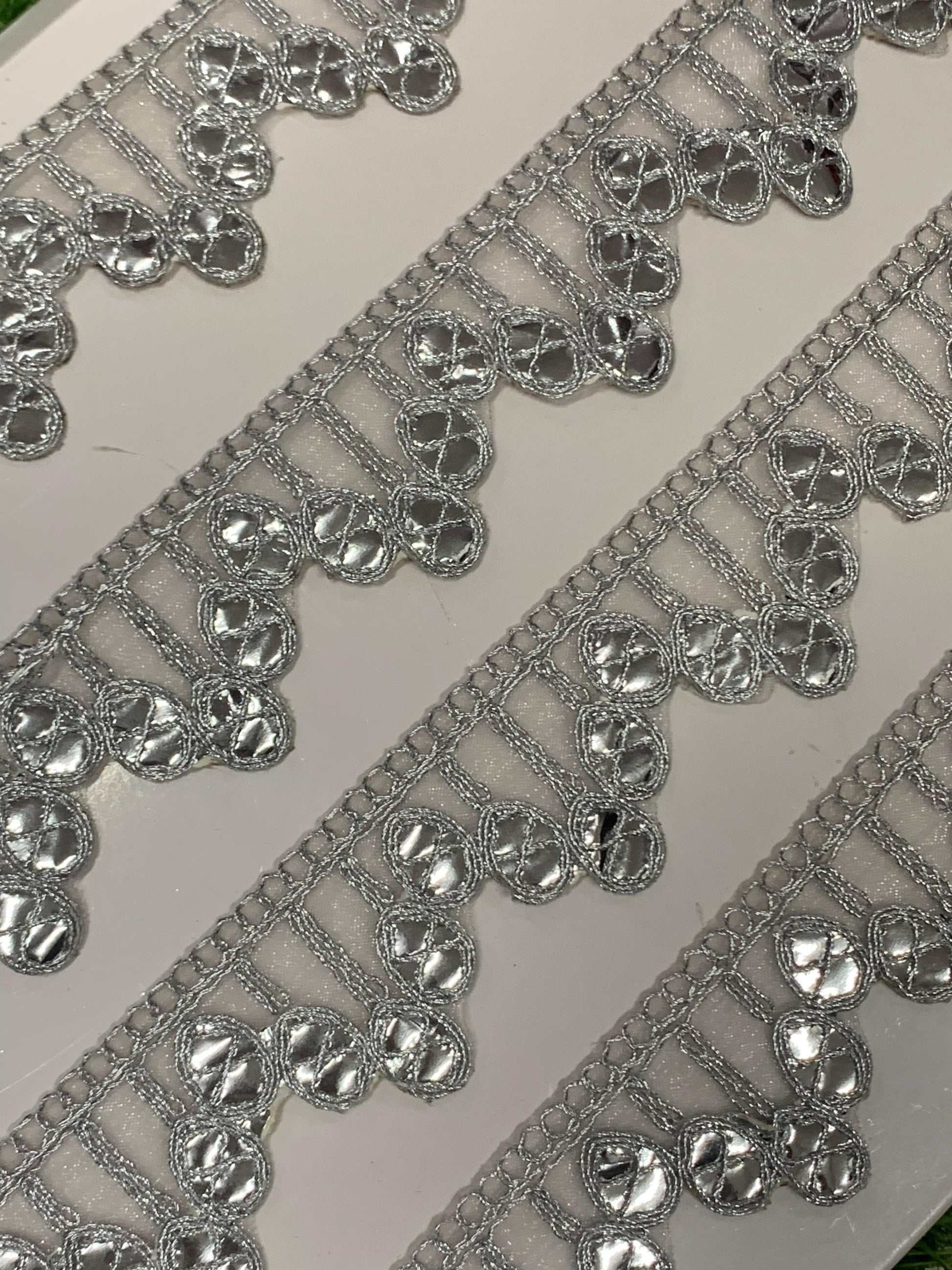 A New Embroidery Lace In Silver With Gota Goli In 1.75 Inch Size And 9 Mtrs Length. - Image 7