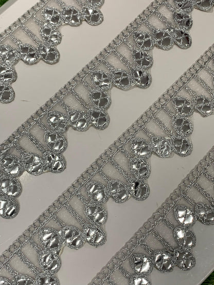 A New Embroidery Lace In Silver With Gota Goli In 1.75 Inch Size And 9 Mtrs Length. - Image 7