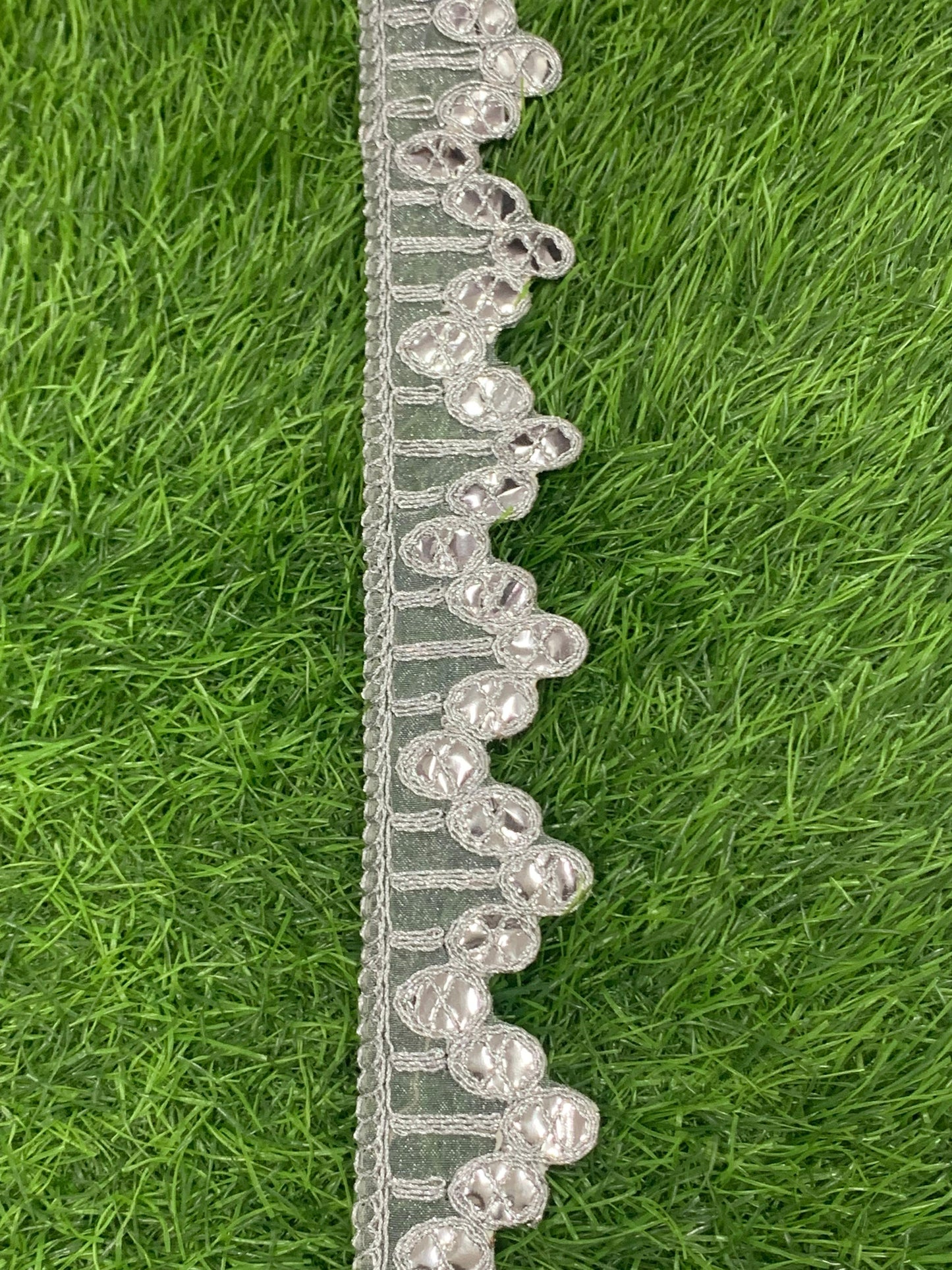 A New Embroidery Lace In Silver With Gota Goli In 1.75 Inch Size And 9 Mtrs Length. - Image 5