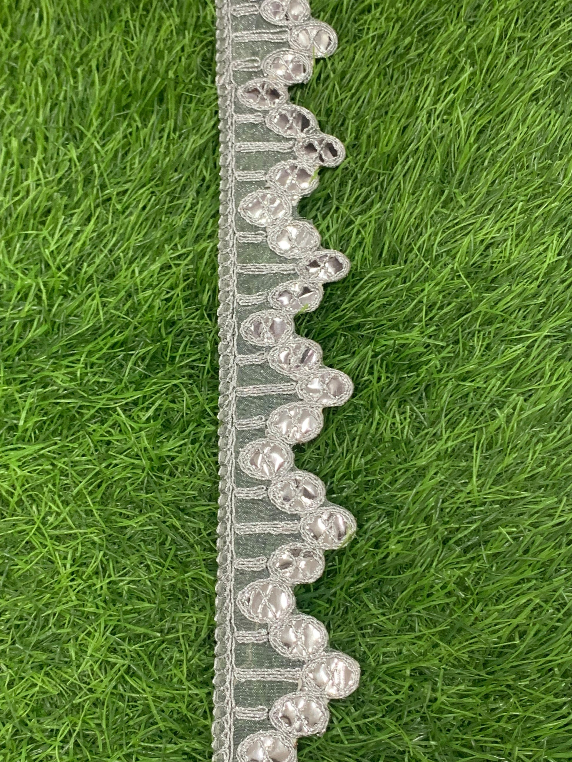 A New Embroidery Lace In Silver With Gota Goli In 1.75 Inch Size And 9 Mtrs Length. - Image 5