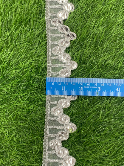 A New Embroidery Lace In Silver With Gota Goli In 1.75 Inch Size And 9 Mtrs Length. - Image 4