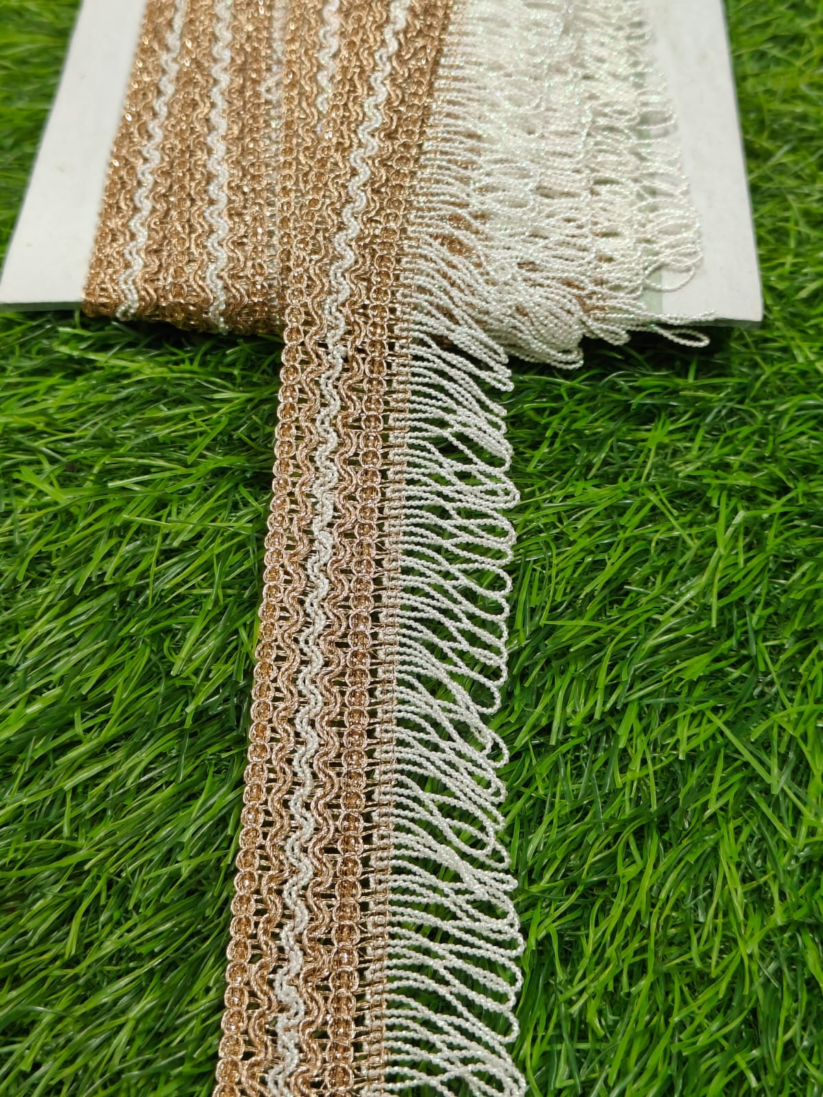 New Lace In Anmol Color With White Dori  9 Meters Length And 1.5 Inch Size. - Image 5