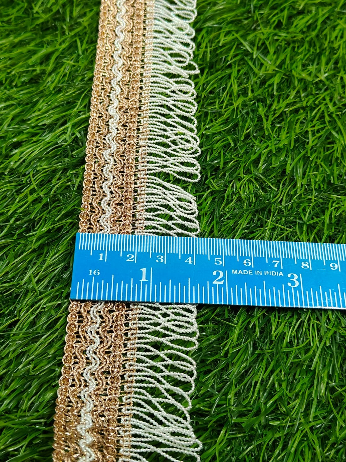 New Lace In Anmol Color With White Dori  9 Meters Length And 1.5 Inch Size. - Image 3