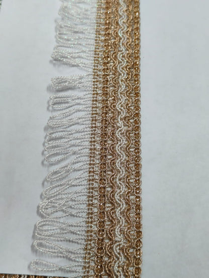 New Lace In Anmol Color With White Dori  9 Meters Length And 1.5 Inch Size. - Image 2
