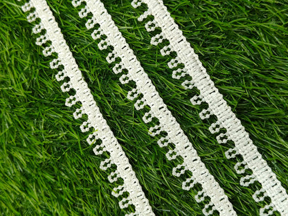 New White Moti Lace In 9 Meters Length. - Image 3