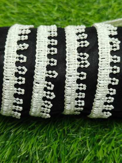 New White Moti Lace In 9 Meters Length. - Image 2