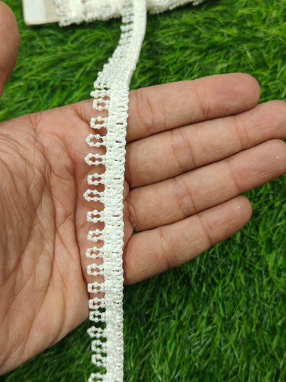 New White Moti Lace In 9 Meters Length. - Image 6