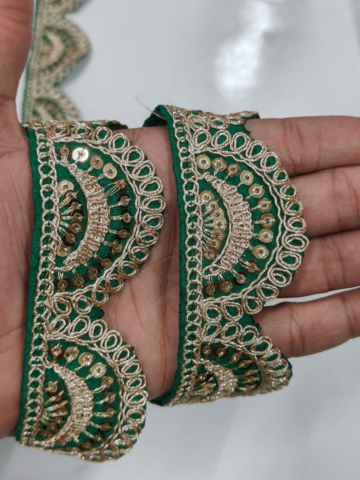 JOLLY COUNTER PRESANT A NEW EMBRODARY GREEN COLOR LACE IN 1.5 INCH SIZE AND 9 METTER LENGTH - Image 4