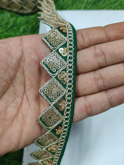 JOLLY COUNTER PRESANT A NEW LACE IN EMBRODARY WITH SEQUANCE IN GREEN COLOR AND 1 INCH SIZE IN 9 MEETER LENGTH. - Image 5