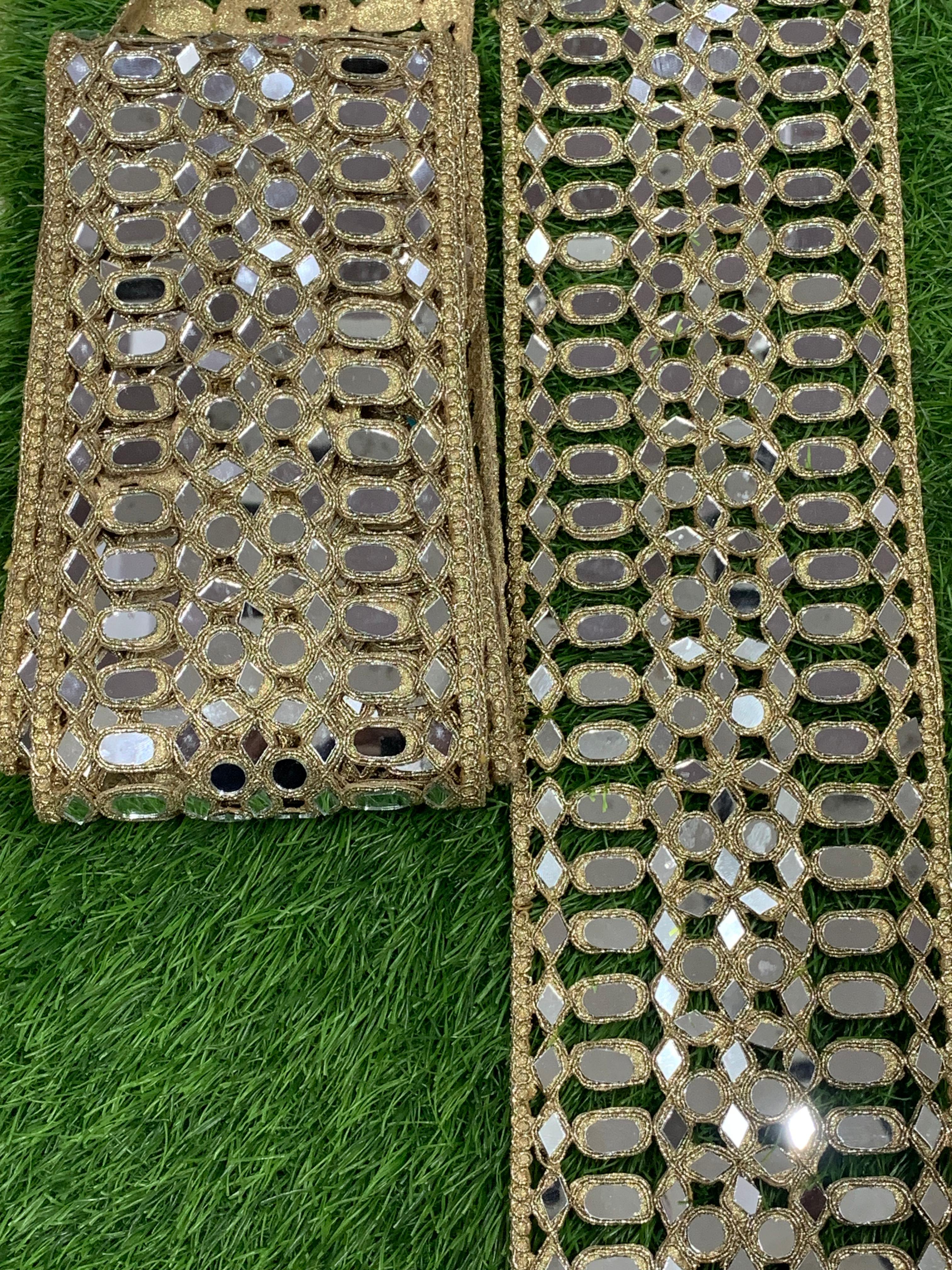 Golden Mirror Lace for Saree