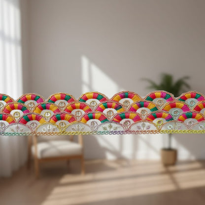 Multicolor Embroidered Lace Border | 4 Meter Length | 2 Inch Width | Designer Sewing Lace Trim