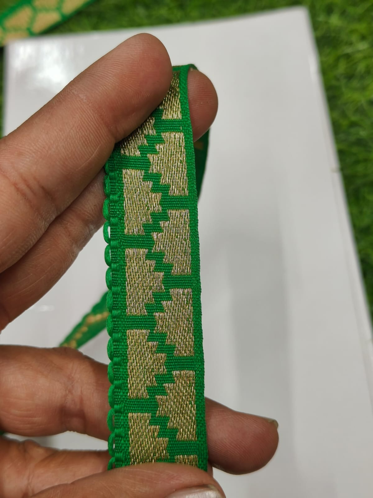 New Green Color Lace In 0.75 Inch Size And 9 Meters Length. - Image 2