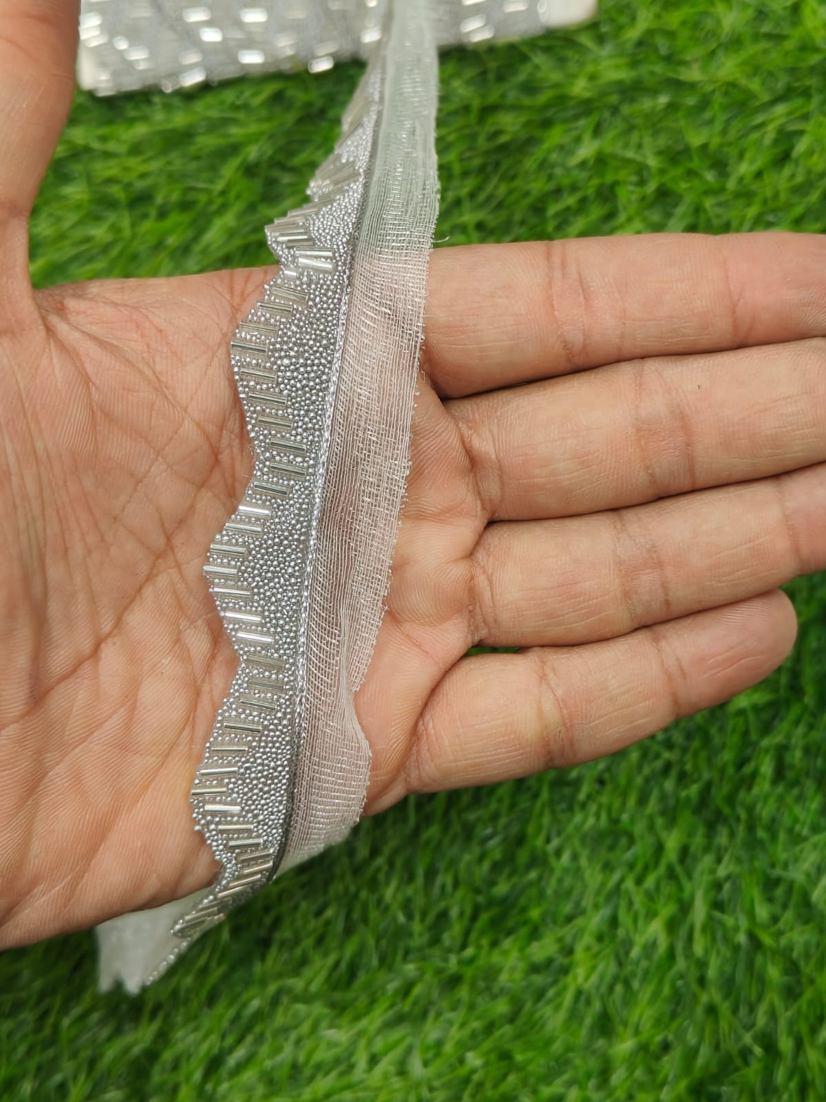 New Lace In Silver Color With Valkatdana 9 Meters. - Image 4
