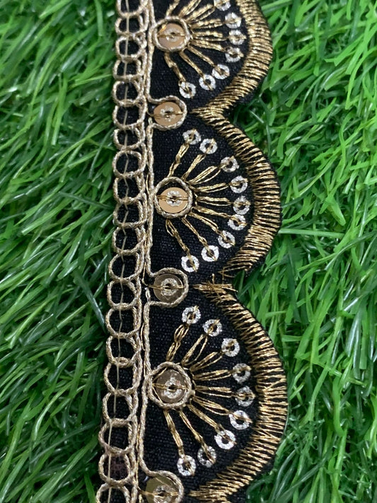 New Lace In Black Color In 1 Inch Size And 9 Meters Length Embroidery Lace. - Image 1