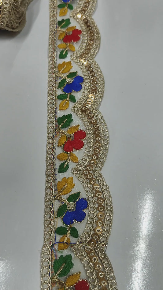 Golden and Flower Lace for Saree