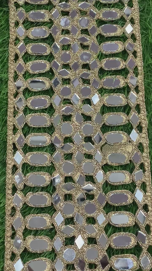 Golden Mirror Lace for Saree